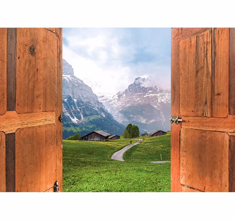 Tapisserie murale paysage vue sur les montagnes - TenStickers