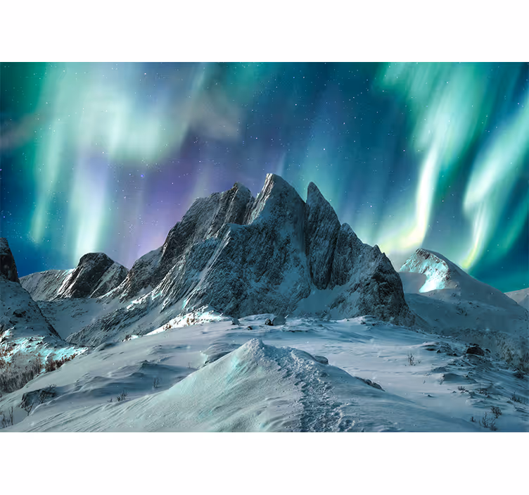 Papier peint Montagnes  avec aurores boréales - TenStickers