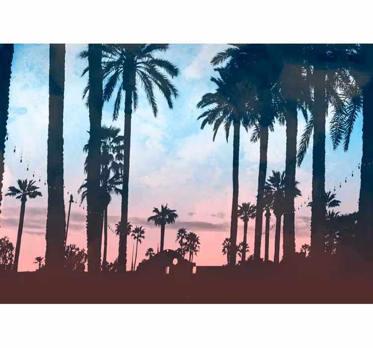 Tapisserie nature silhouette de palmier - TenStickers