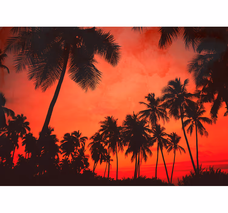 Tapisserie nature silhouette de palmiers - TenStickers
