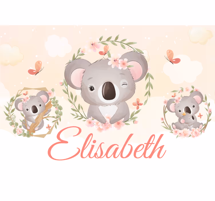 Papier peint enfant Animaux mignons koala avec nom - TenStickers