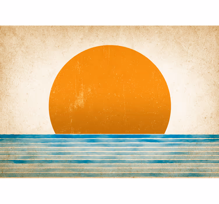 Tapisserie murale paysage coucher de soleil sur l'eau - TenStickers