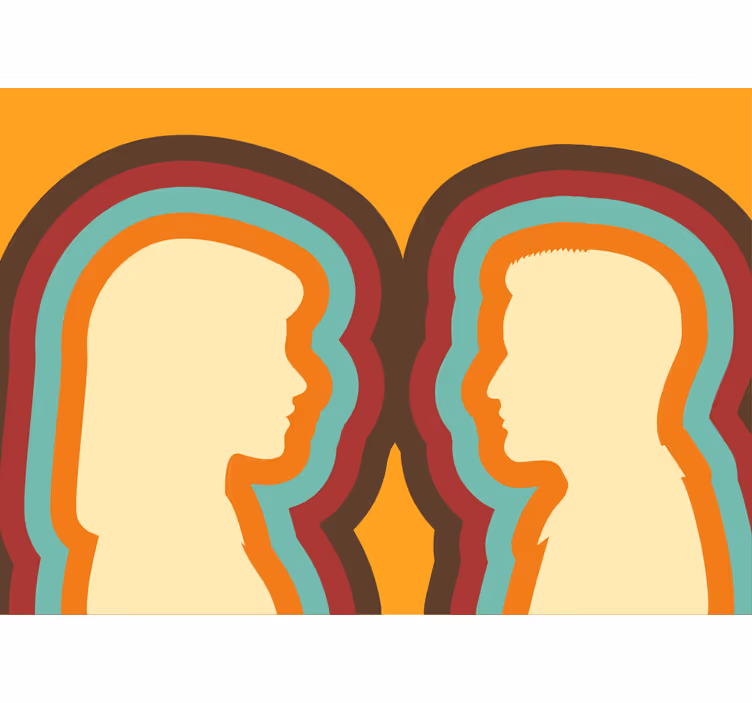 Tapisserie murale amour silhouettes de couple - TenStickers