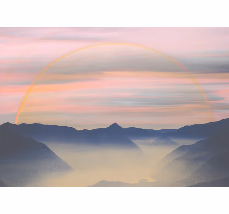Tapisserie murale paysage scène arc-en-ciel montagne - TenStickers