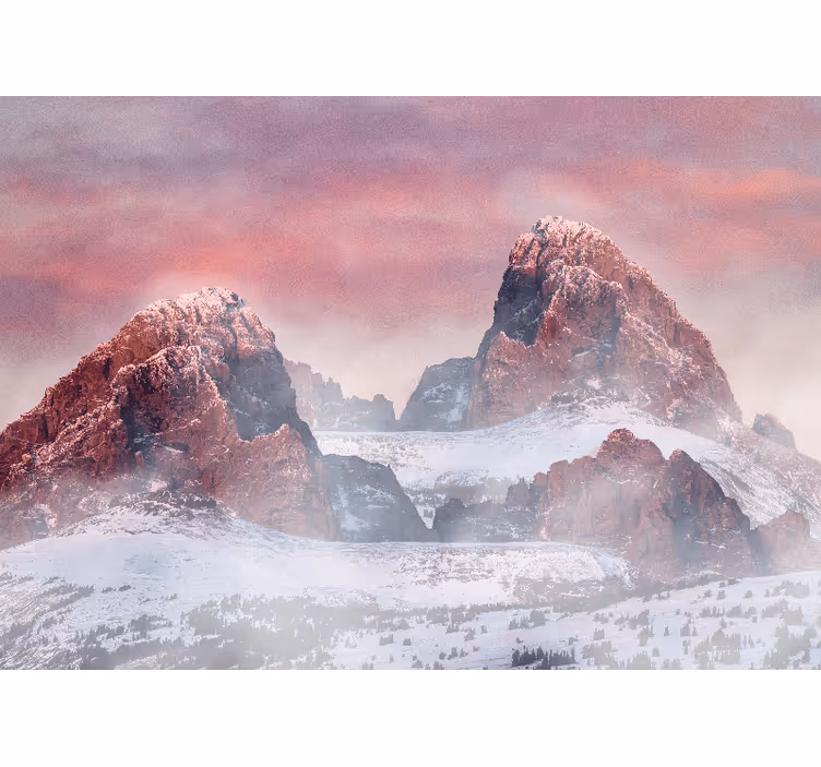 Papier peint salon Brouillard couvrant les forêts de montagne - TenStickers