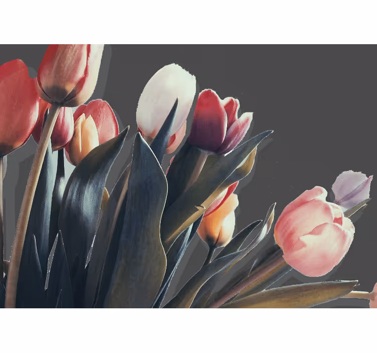 Papier peint tulipes Tulipes roses sur fond noir - TenStickers