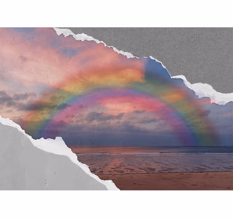 Papier peint mural mer Arc-en-ciel au-dessus de l'océan - TenStickers