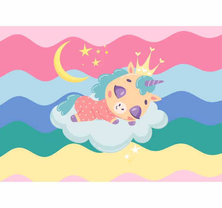 Tapisserie personnalisé licorne endormie fantasy - TenStickers