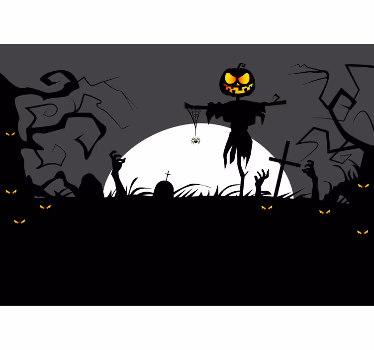Tapisserie halloween Épouvantail citrouille effrayant - TenStickers