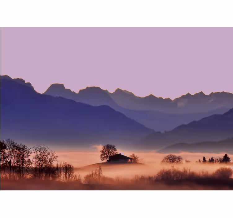 Tapisserie murale paysage montagne tranquille - TenStickers