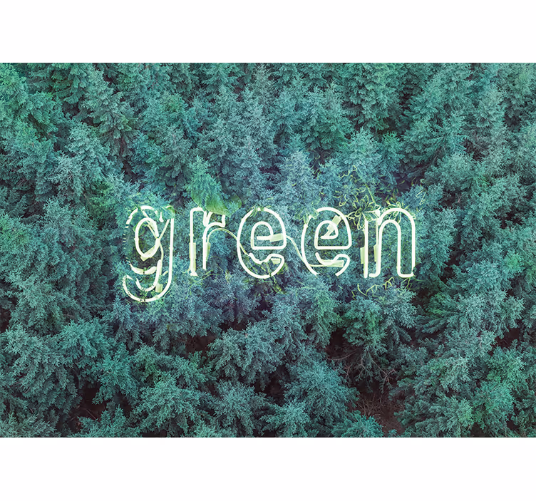 Tapisserie nature lettrage forêt verte - TenStickers