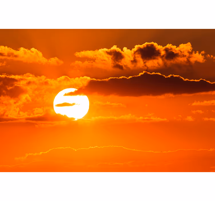 Tapisserie ciel coucher de soleil sur nuages - TenStickers