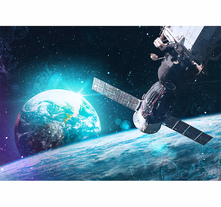 Tapisserie espace vaisseau spatial en orbite terrestre - TenStickers