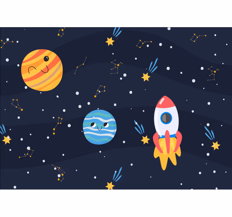Photo murale galaxie vaisseau spatial planètes - TenStickers