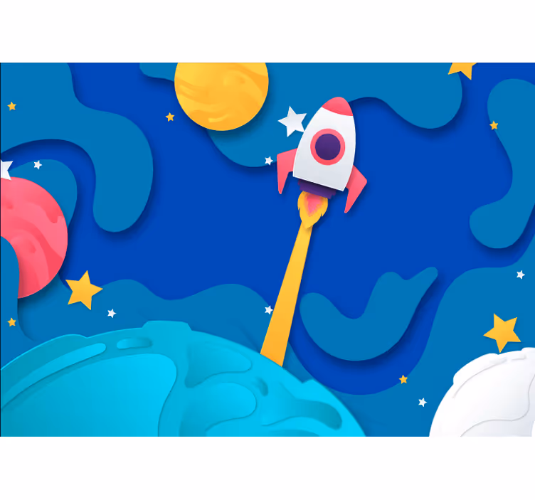 Papier peint enfant Galaxie avec style papier planètes - TenStickers