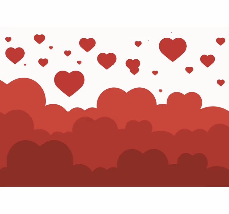Papier peint enfant  nuage coeur rouge - TenStickers