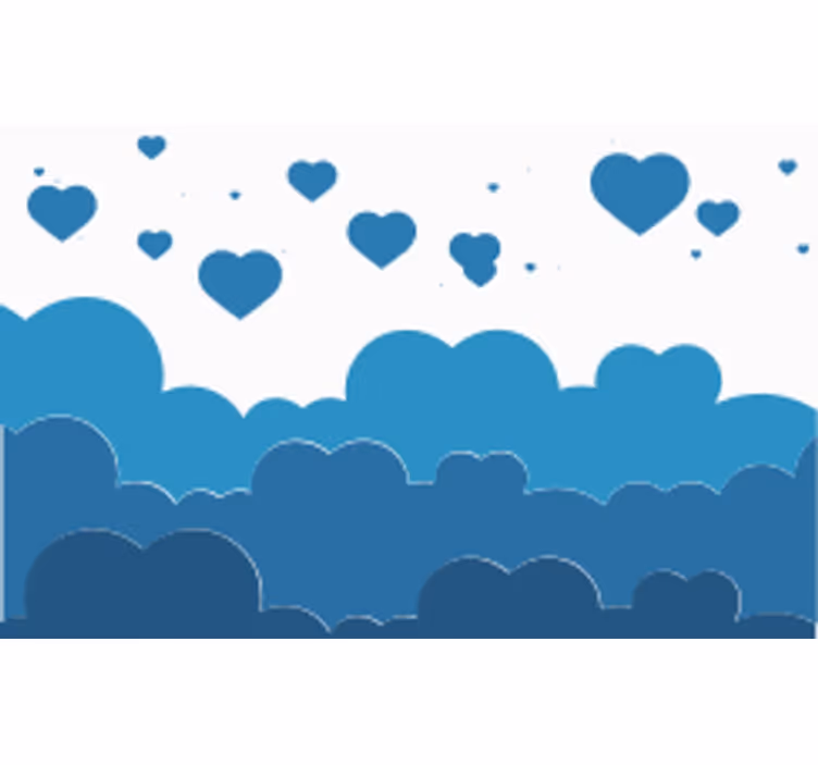 Tapisserie murale amour nuages et cœurs - TenStickers