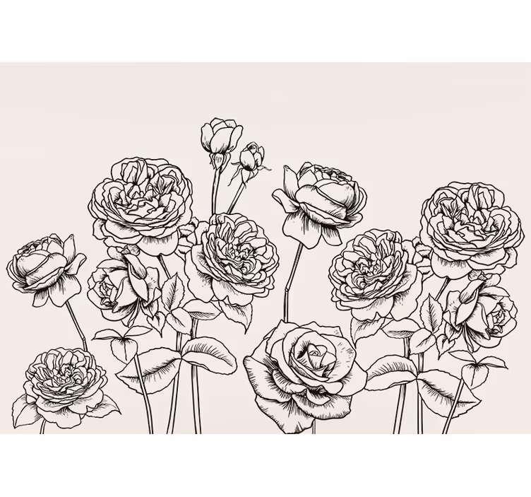 Tapisserie fleur design élégant de roses - TenStickers
