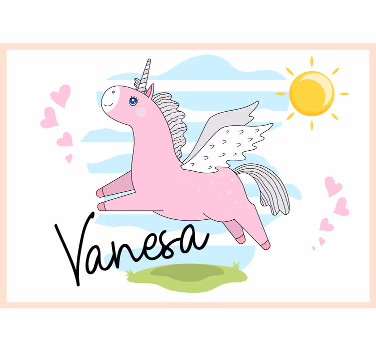 Tapisserie murale amour aventure de licorne rose - TenStickers