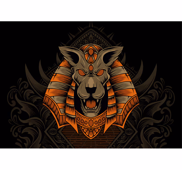 Tapisserie lion guerrier égyptien féroce - TenStickers