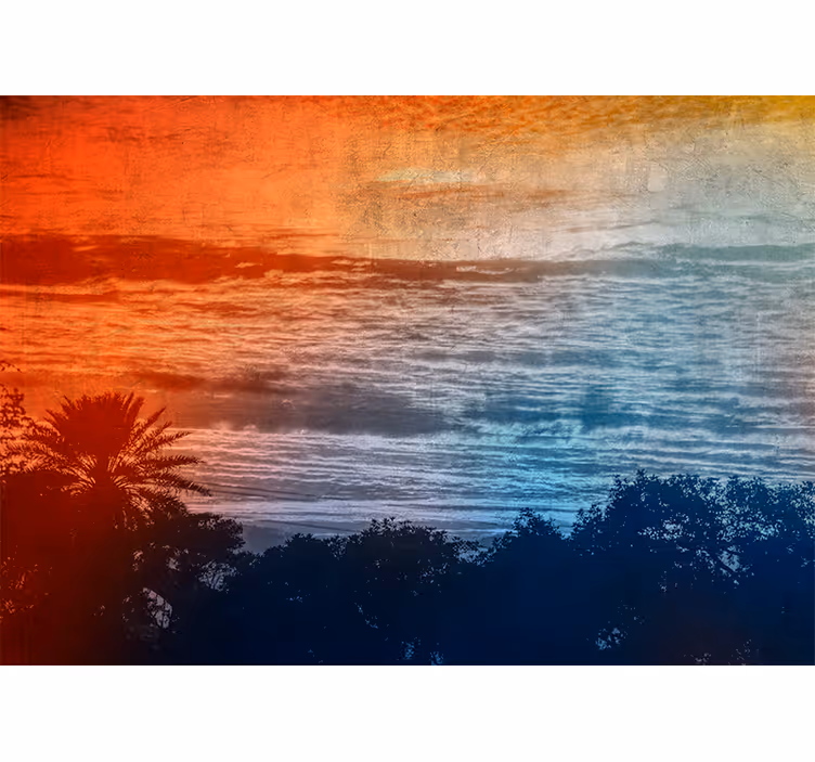 Tapisserie murale paysage crépuscule au-dessus des vagues - TenStickers