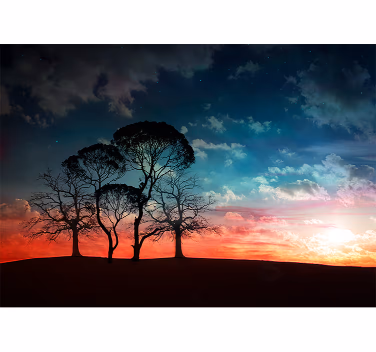 Tapisserie murale arbre silhouette au coucher de soleil - TenStickers