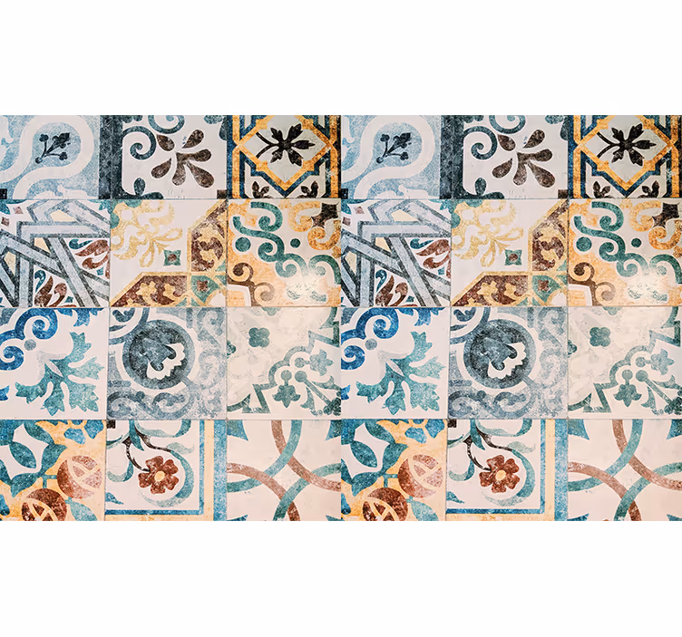 Papier peint design  de mosaïque de style rétro - TenStickers