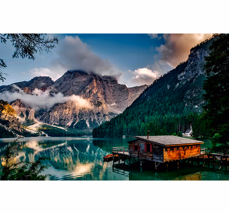 Papier peint nature Vue sur le lac style "cottagecore" - TenStickers
