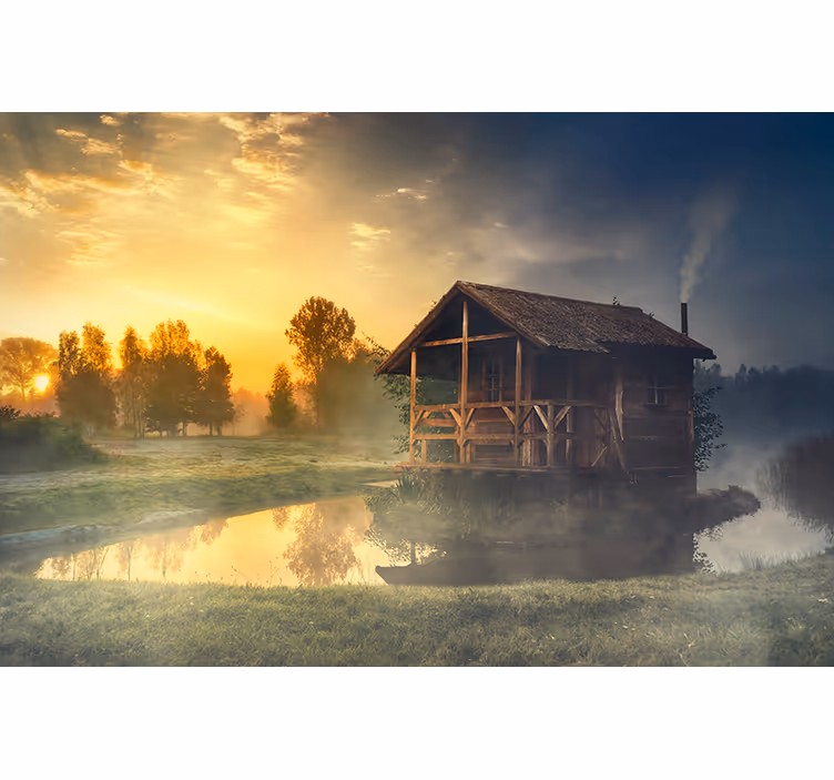 Tapisserie murale paysage coucher de soleil paisible - TenStickers