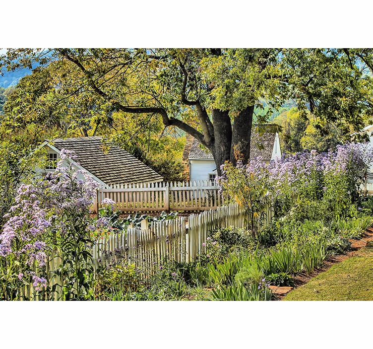 Tapisserie murale paysage vue jardin serein - TenStickers