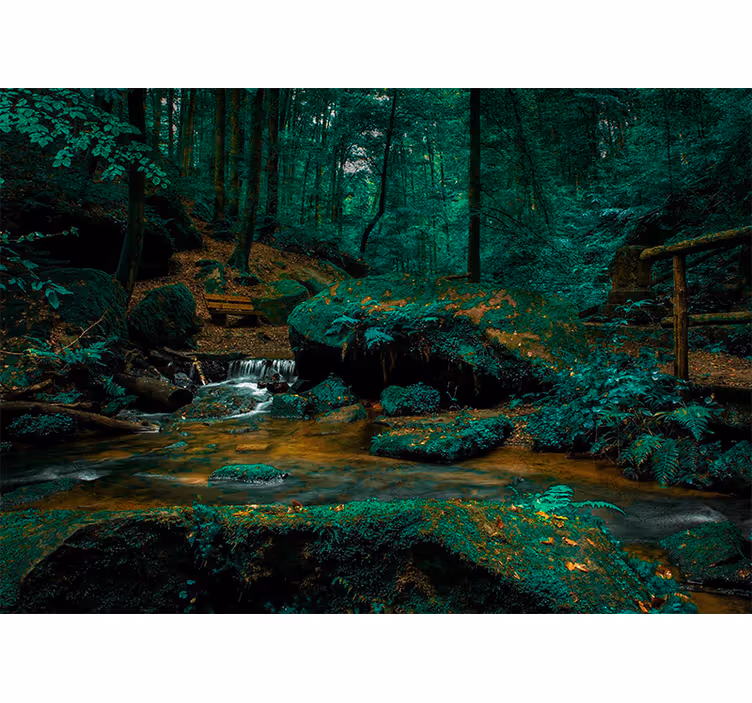 Tapisserie forêt ruisseau paisible en forêt - TenStickers