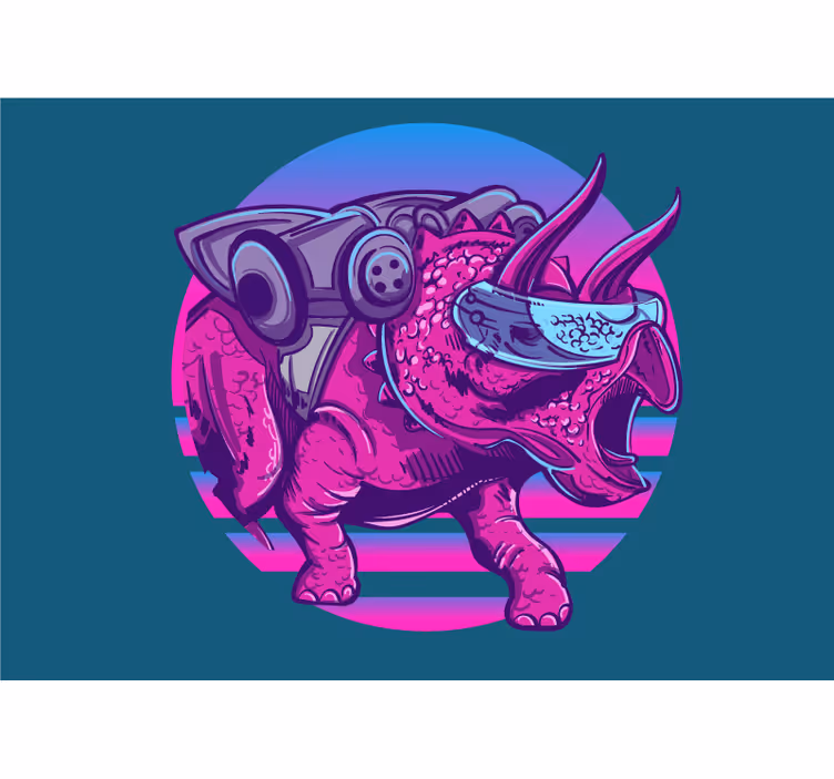 Tapisserie murale animaux tricératops futuriste - TenStickers