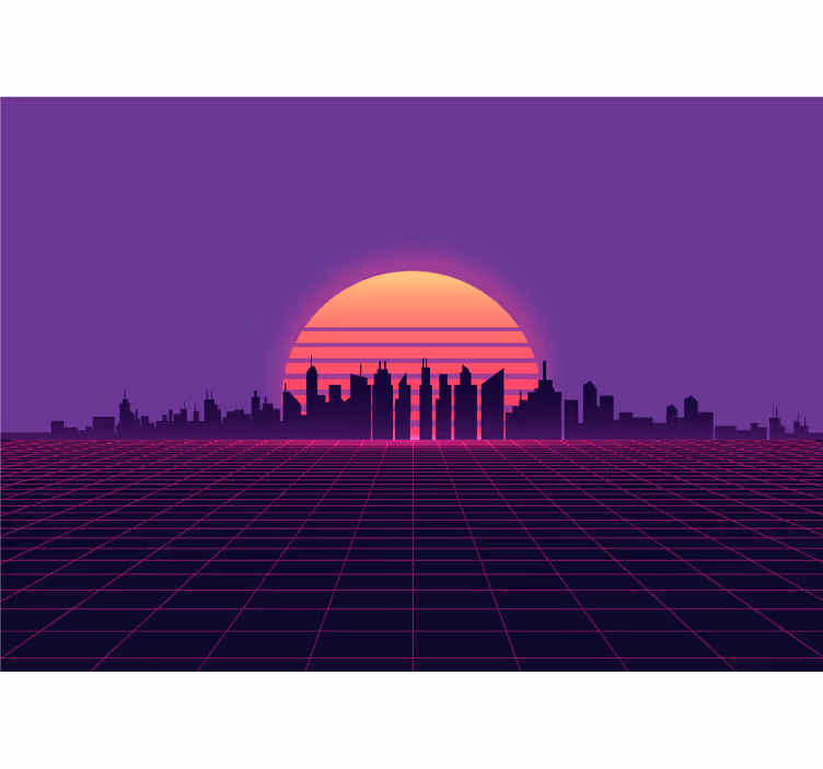 Photo murale coucher de soleil style Vaporwave - TenStickers