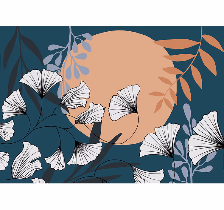 Papier peint design "style glamour" ginko coloré - TenStickers