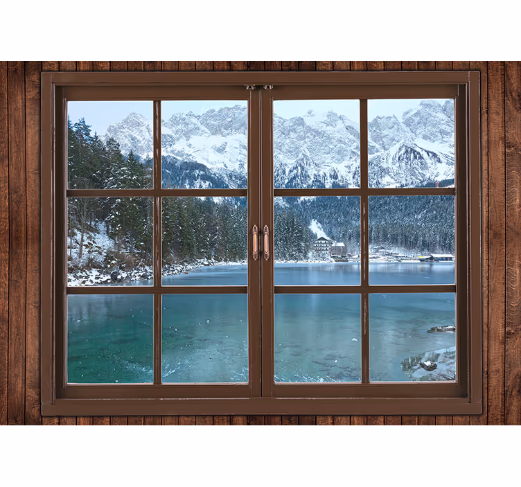 Papier peint 3D Beau lac et montagnes - TenStickers