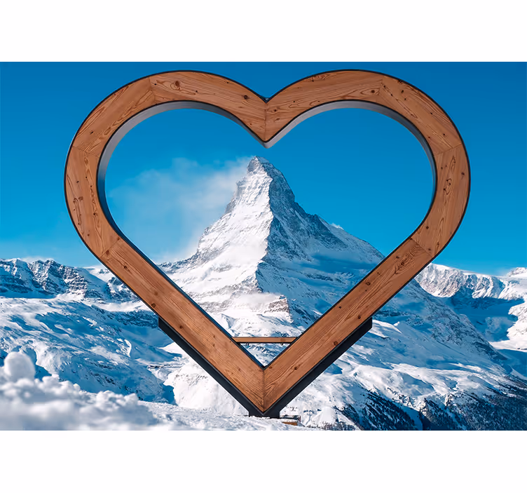 Tapisserie murale amour vue de montagne en cœur - TenStickers