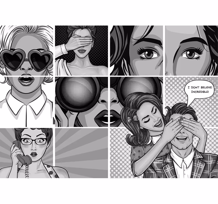 Papier peint vintage Pop art dessiné à la main - TenStickers