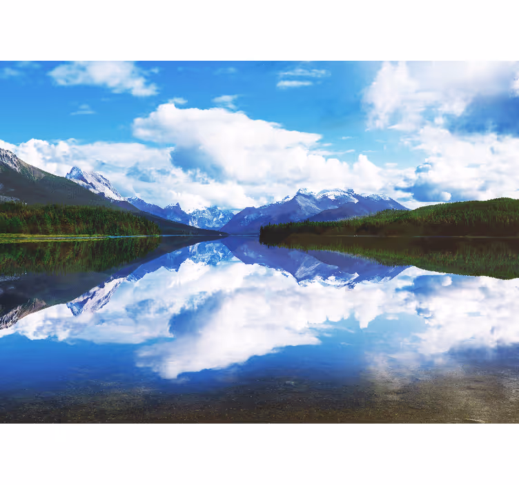 Tapisserie murale paysage reflet tranquille de la montagne - TenStickers