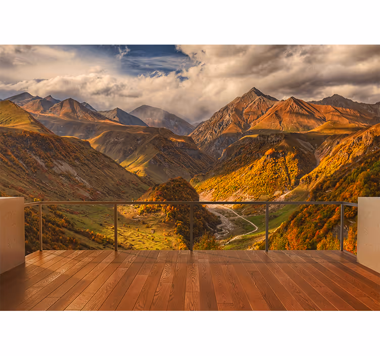 Tapisserie murale paysage vue majestueuse des montagnes - TenStickers