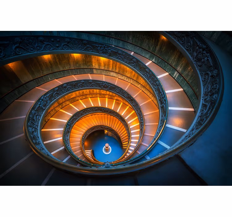 Tapisserie murale paysage escalier en spirale lumineux - TenStickers