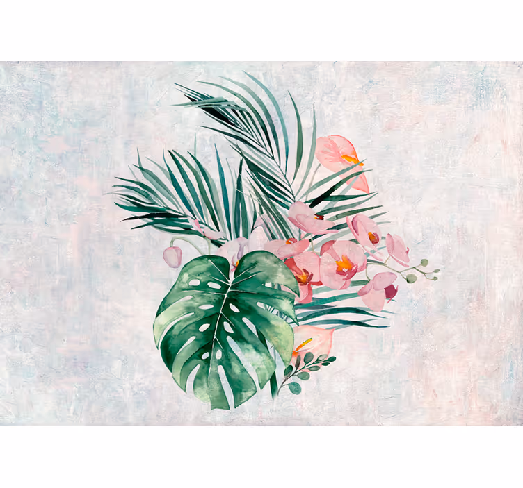 Papier peint nature  de feuilles de monstera aquarelle - TenStickers