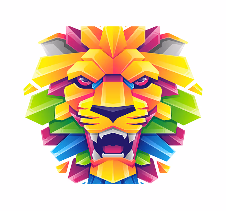 Papier peint moderne Lion arc-en-ciel géométrique - TenStickers