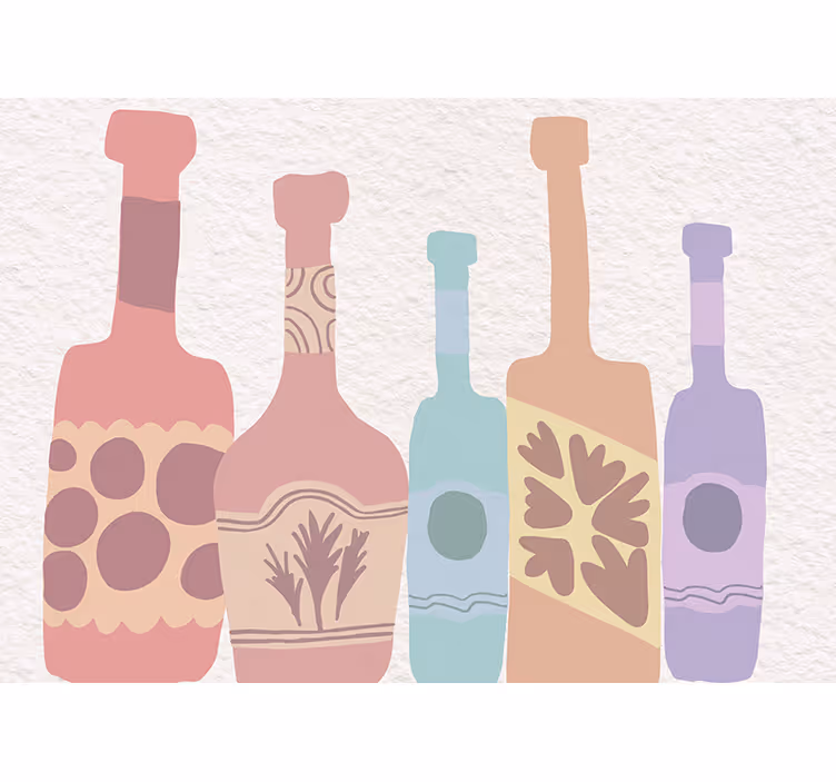 Tapisserie murale art collection de bouteilles stylisées - TenStickers