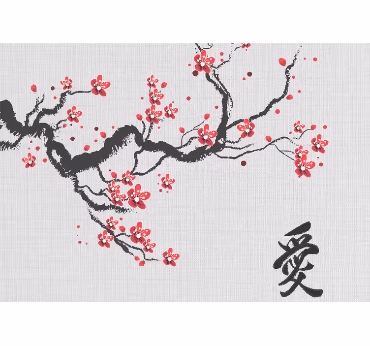 Tapisserie murale amour fleur de cerisier - TenStickers