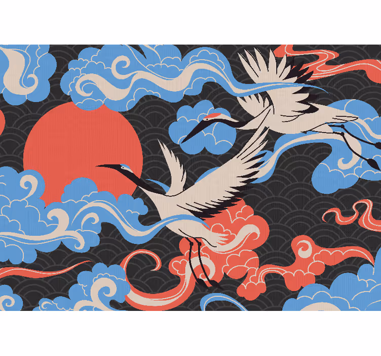Tapisserie murale animaux grues en vol - TenStickers