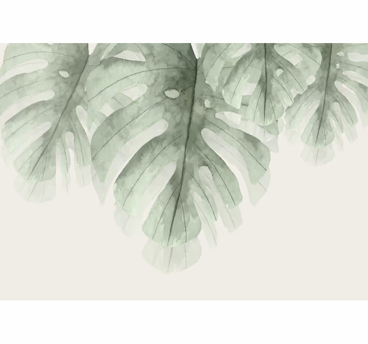 Papier peint nature Feuilles vertes aquarelles - TenStickers