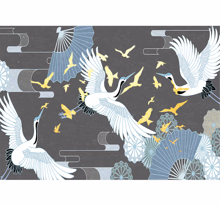 Tapisserie murale animaux gracieuses grues volantes - TenStickers