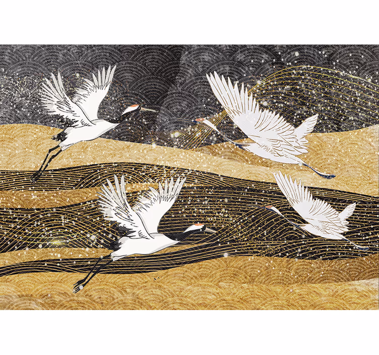 Tapisserie murale animaux danse des grues Élégantes - TenStickers