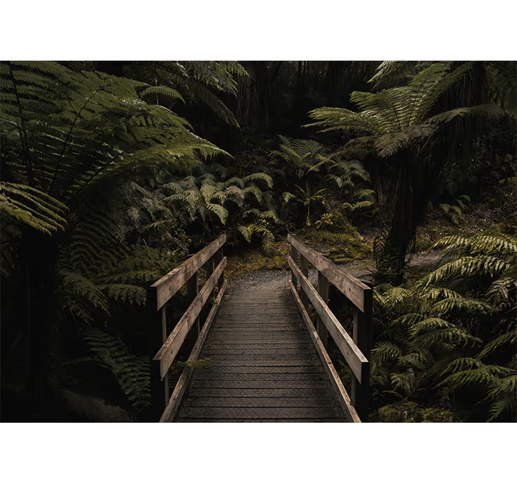 Tapisserie forêt passerelle en bois - TenStickers