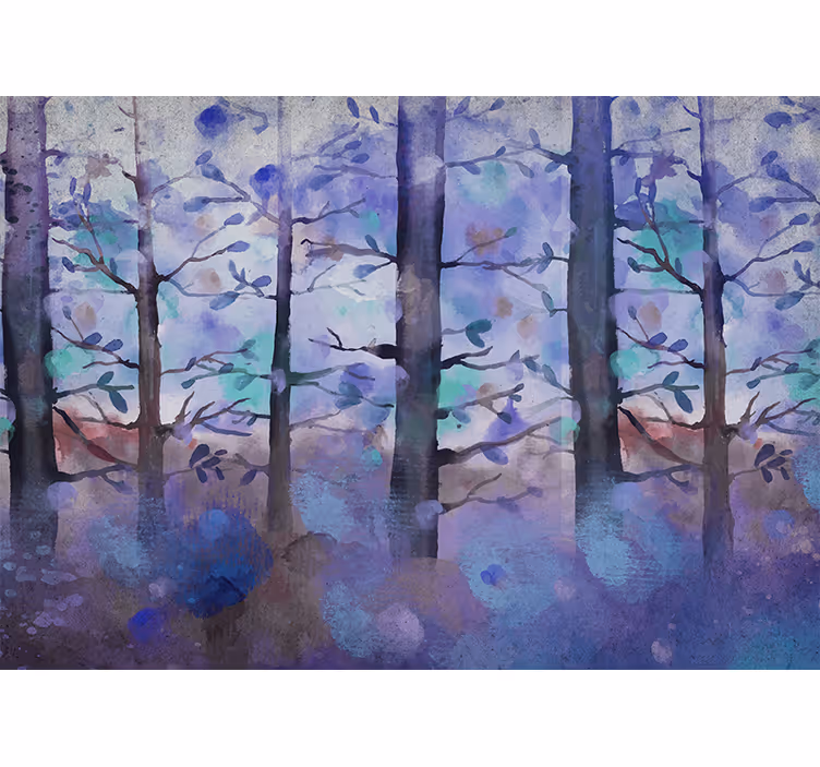 Papier peint mural forets Forêt aquarelle de style scandinave - TenStickers